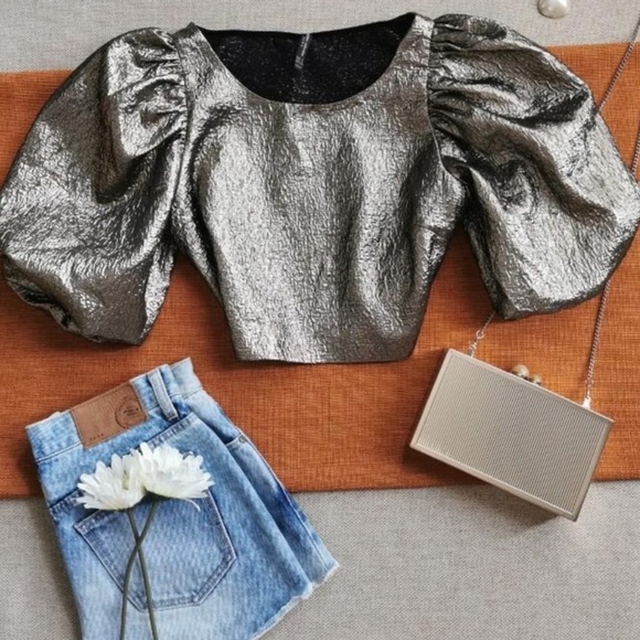 Zara Metallic Crop Top - Picture 6 of 9